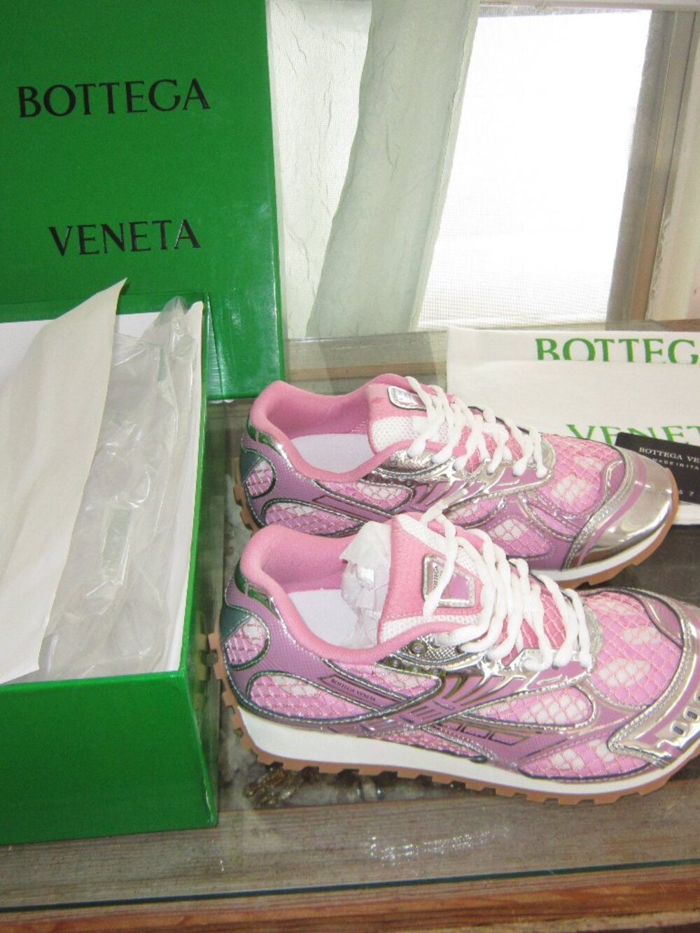 Bottega Veneta Orbit Runner Technical Netting Pink US 6 NEW IN BOX